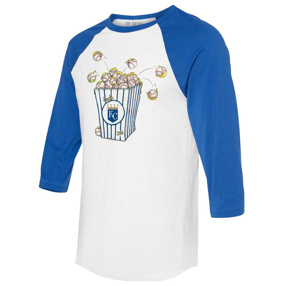Kansas City Royals Tiny Turnip Women's Popcorn 3/4-Sleeve Raglan T-Shirt - MLB T-shirts