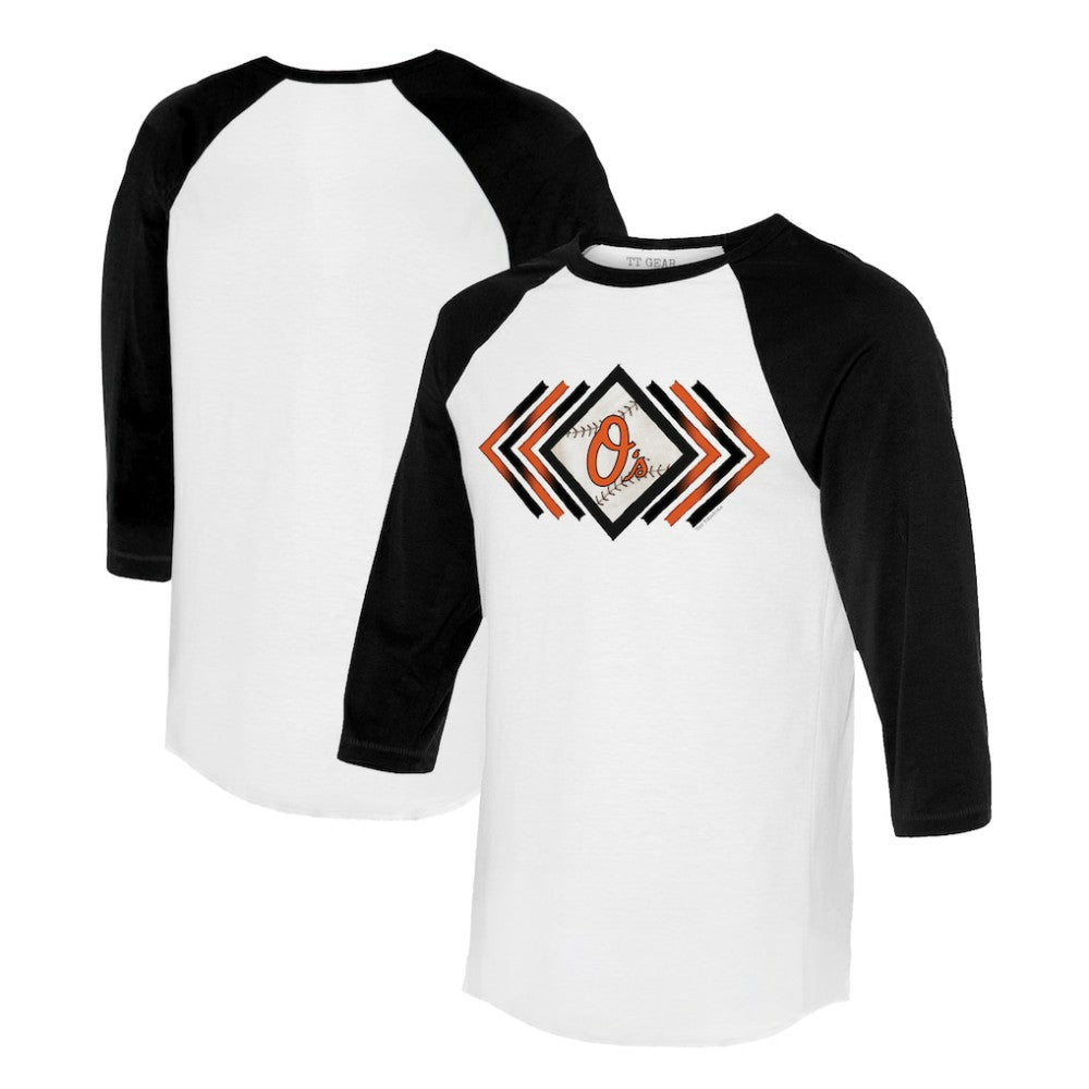 Baltimore Orioles Tiny Turnip Women's Prism Arrows 3/4-Sleeve Raglan T-Shirt - MLB T-shirts