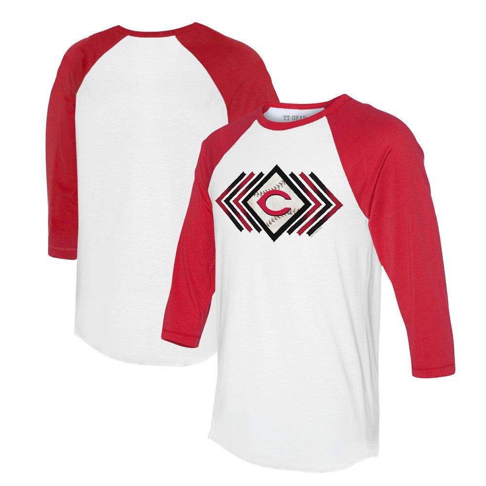 Cincinnati Reds Tiny Turnip Women's Prism Arrows 3/4-Sleeve Raglan T-Shirt - MLB T-shirts