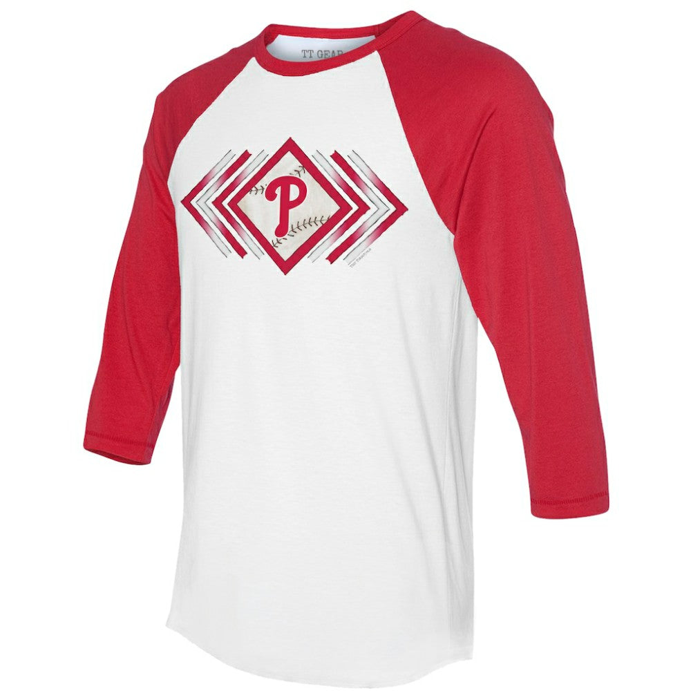 Philadelphia Phillies Tiny Turnip Women's Prism Arrows 3/4-Sleeve Raglan T-Shirt - MLB T-shirts