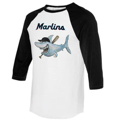 Miami Marlins Tiny Turnip Women's Shark 3/4-Sleeve Raglan T-Shirt - MLB T-shirts