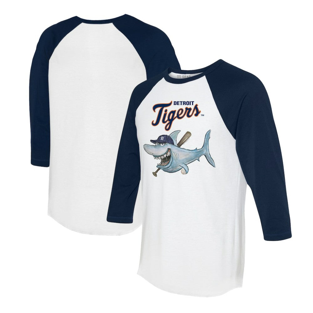 Detroit Tigers Tiny Turnip Women's Shark 3/4-Sleeve Raglan T-Shirt - MLB T-shirts