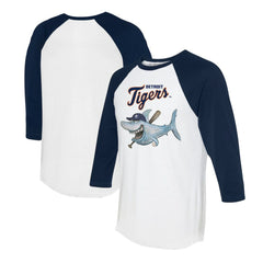 Detroit Tigers Tiny Turnip Women's Shark 3/4-Sleeve Raglan T-Shirt - MLB T-shirts