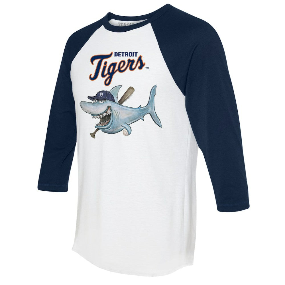 Detroit Tigers Tiny Turnip Women's Shark 3/4-Sleeve Raglan T-Shirt - MLB T-shirts