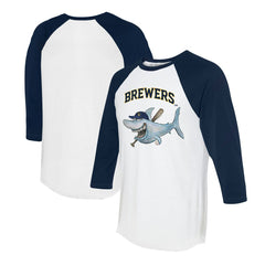 Milwaukee Brewers Tiny Turnip Women's Shark 3/4-Sleeve Raglan T-Shirt - MLB T-shirts