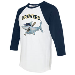 Milwaukee Brewers Tiny Turnip Women's Shark 3/4-Sleeve Raglan T-Shirt - MLB T-shirts