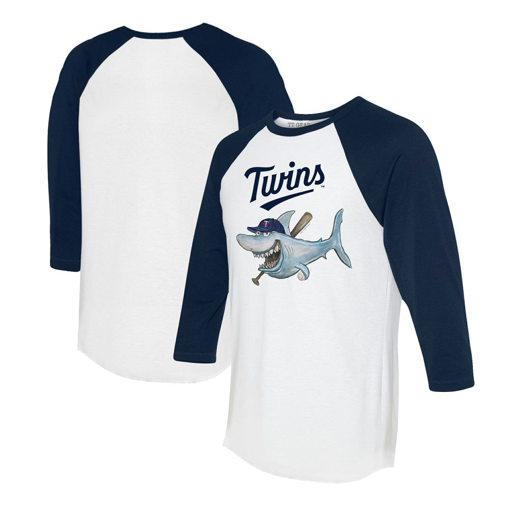 Minnesota Twins Tiny Turnip Women's Shark 3/4-Sleeve Raglan T-Shirt - MLB T-shirts