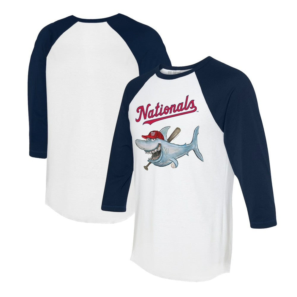 Washington Nationals Tiny Turnip Women's Shark 3/4-Sleeve Raglan T-Shirt - MLB T-shirts