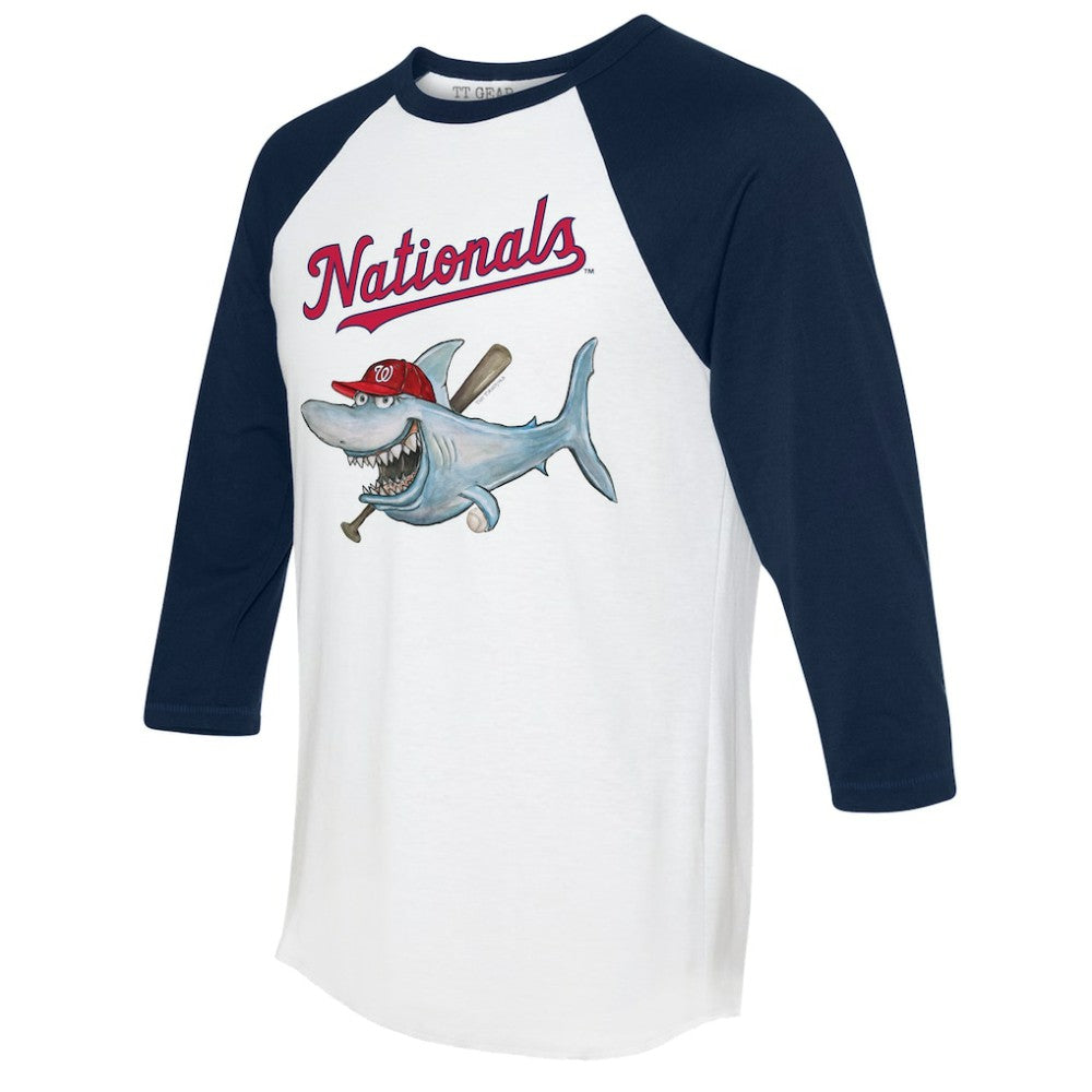 Washington Nationals Tiny Turnip Women's Shark 3/4-Sleeve Raglan T-Shirt - MLB T-shirts