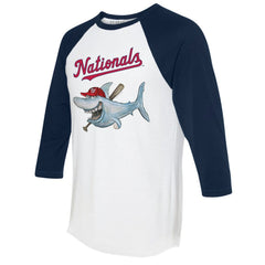 Washington Nationals Tiny Turnip Women's Shark 3/4-Sleeve Raglan T-Shirt - MLB T-shirts