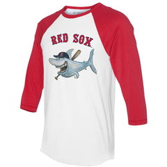 Boston Red Sox Tiny Turnip Women's Shark 3/4-Sleeve Raglan T-Shirt - MLB T-shirts