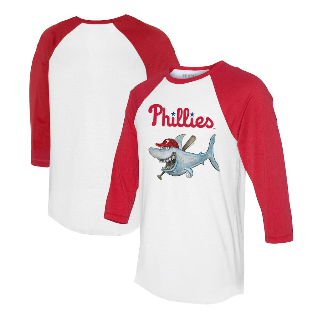 Philadelphia Phillies Tiny Turnip Women's Shark 3/4-Sleeve Raglan T-Shirt - MLB T-shirts