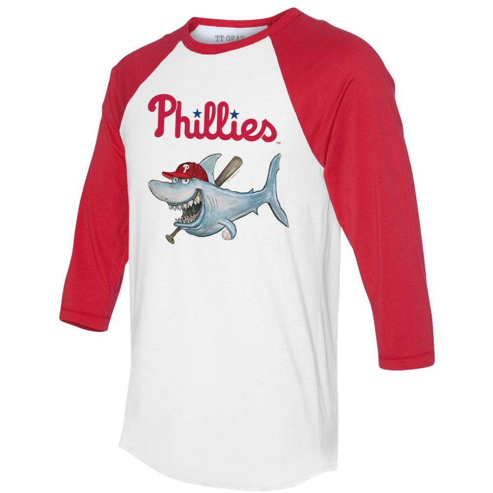 Philadelphia Phillies Tiny Turnip Women's Shark 3/4-Sleeve Raglan T-Shirt - MLB T-shirts