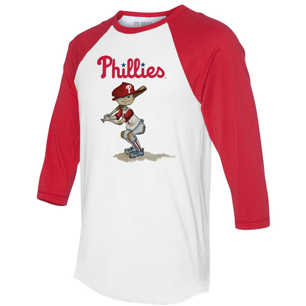Philadelphia Phillies Tiny Turnip Women's Slugger 3/4-Sleeve Raglan T-Shirt - MLB T-shirts