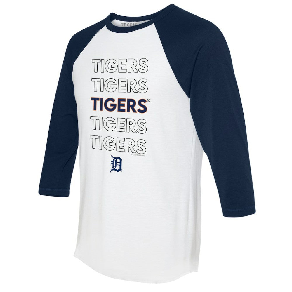 Detroit Tigers Tiny Turnip Women's Stacked 3/4-Sleeve Raglan T-Shirt - MLB T-shirts