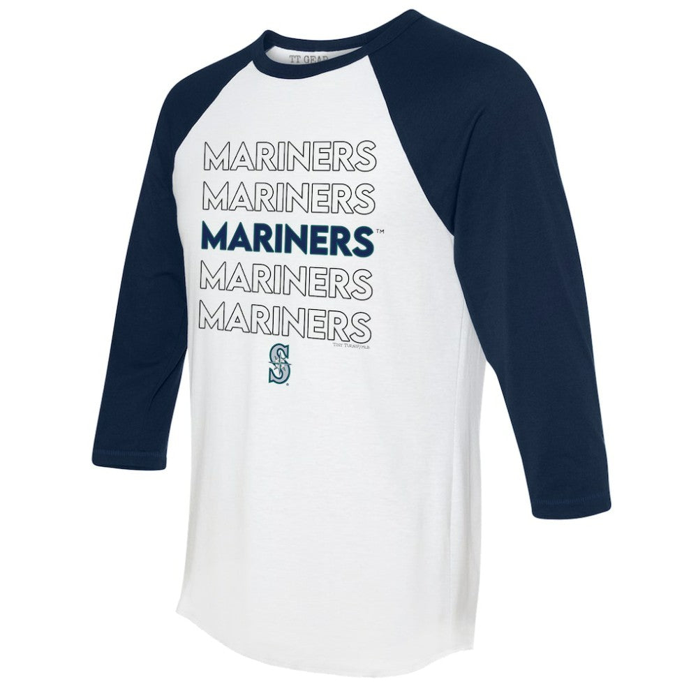 Seattle Mariners Tiny Turnip Women's Stacked 3/4-Sleeve Raglan T-Shirt - MLB T-shirts