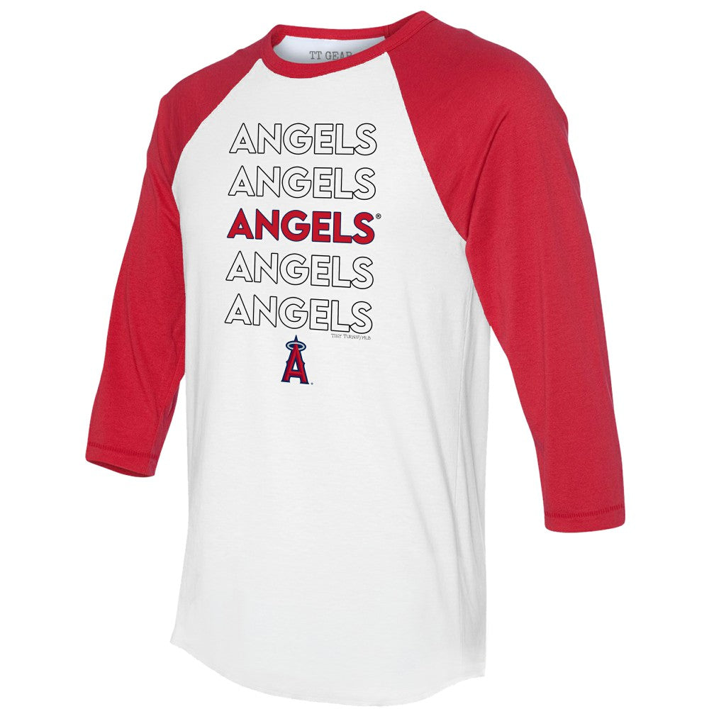 Los Angeles Angels Tiny Turnip Unisex Stacked 3/4-Sleeve Raglan T-Shirt - MLB T-shirts