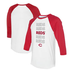 Cincinnati Reds Tiny Turnip Unisex Stacked 3/4-Sleeve Raglan T-Shirt - MLB T-shirts
