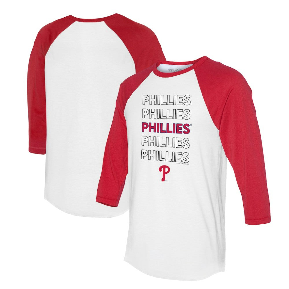 Philadelphia Phillies Tiny Turnip Unisex Stacked 3/4-Sleeve Raglan T-Shirt - MLB T-shirts