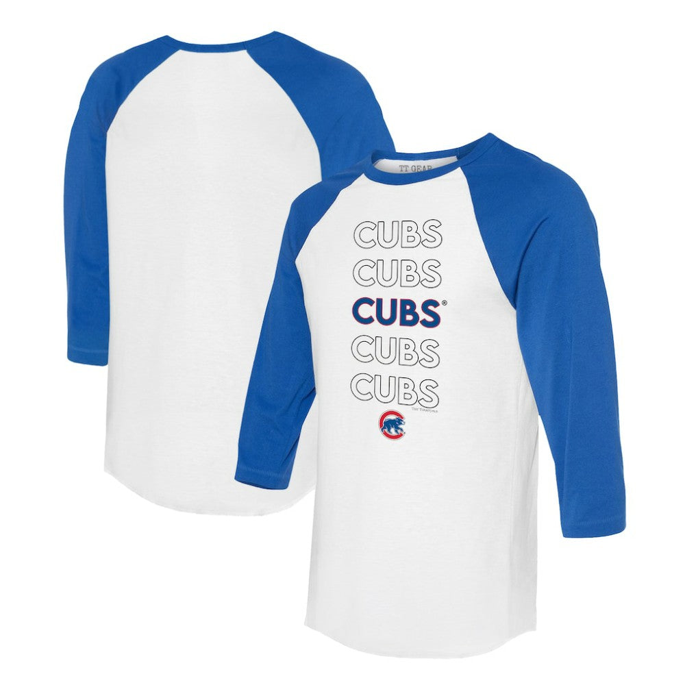 Chicago Cubs Tiny Turnip Unisex Stacked 3/4-Sleeve Raglan T-Shirt - MLB T-shirts