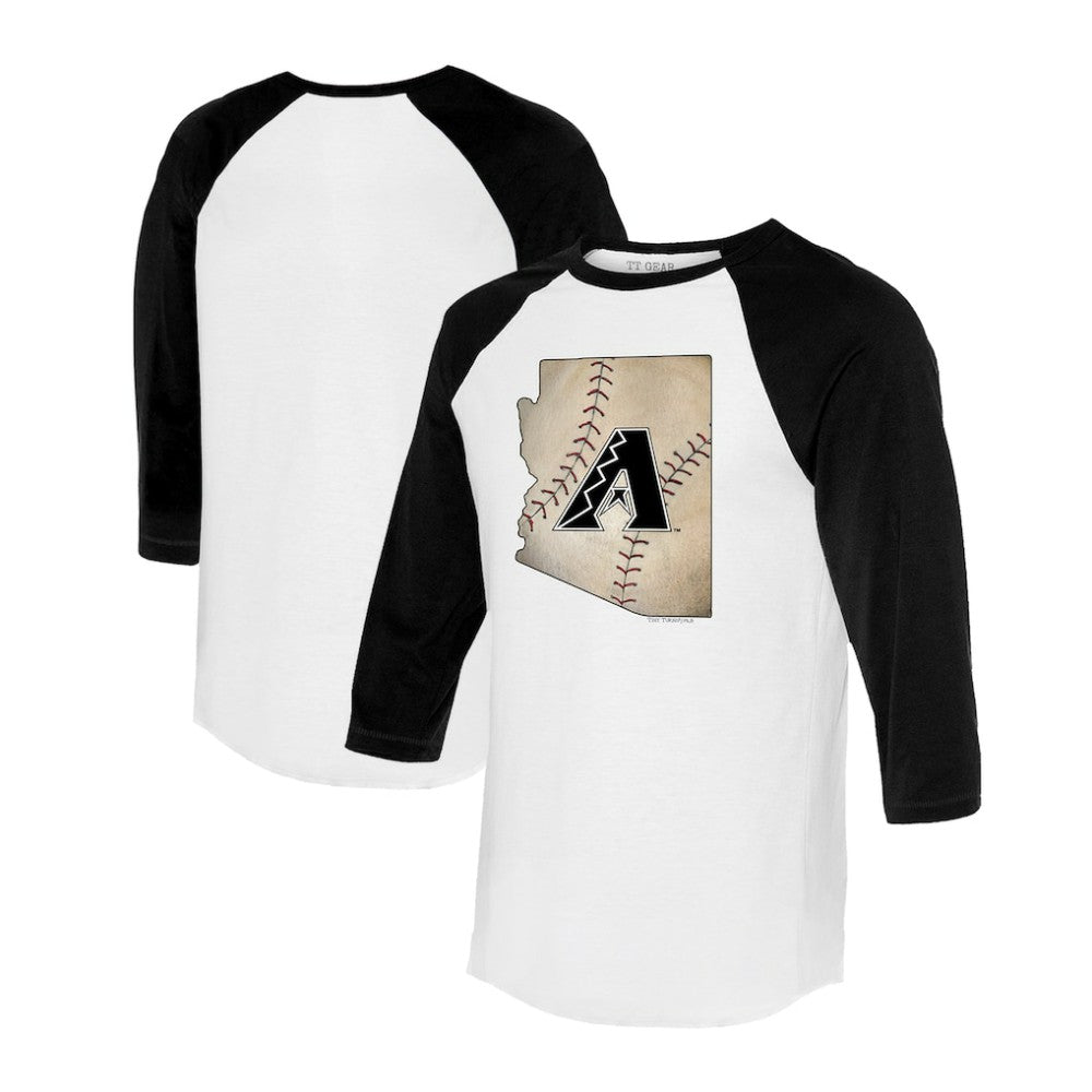 Arizona Diamondbacks Tiny Turnip Unisex State Outline 3/4-Sleeve Raglan T-Shirt - MLB T-shirts
