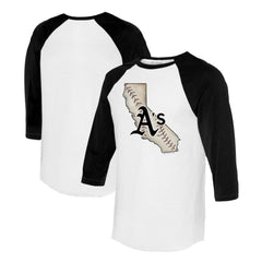Athletics Tiny Turnip Unisex State Outline 3/4-Sleeve Raglan T-Shirt - MLB T-shirts