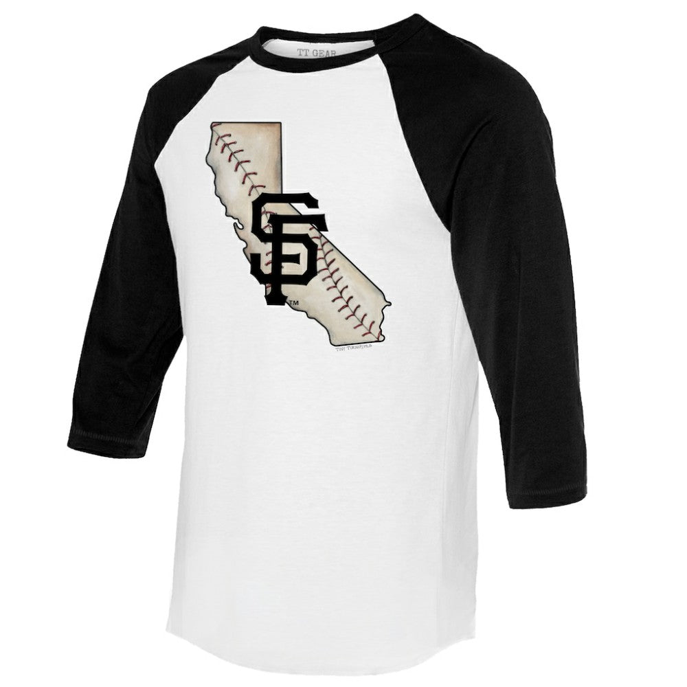 San Francisco Giants Tiny Turnip Unisex State Outline 3/4-Sleeve Raglan T-Shirt - MLB T-shirts