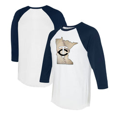 Minnesota Twins Tiny Turnip Unisex State Outline 3/4-Sleeve Raglan T-Shirt - MLB T-shirts