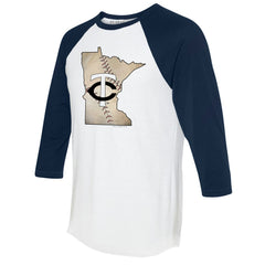 Minnesota Twins Tiny Turnip Unisex State Outline 3/4-Sleeve Raglan T-Shirt - MLB T-shirts