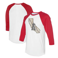 Los Angeles Angels Tiny Turnip Unisex State Outline 3/4-Sleeve Raglan T-Shirt - MLB T-shirts