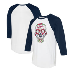 Washington Nationals Tiny Turnip Unisex Sugar Skull 3/4-Sleeve Raglan T-Shirt - MLB T-shirts