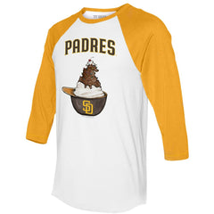 San Diego Padres Tiny Turnip Unisex Sundae Helmet 3/4-Sleeve Raglan T-Shirt - MLB T-shirts