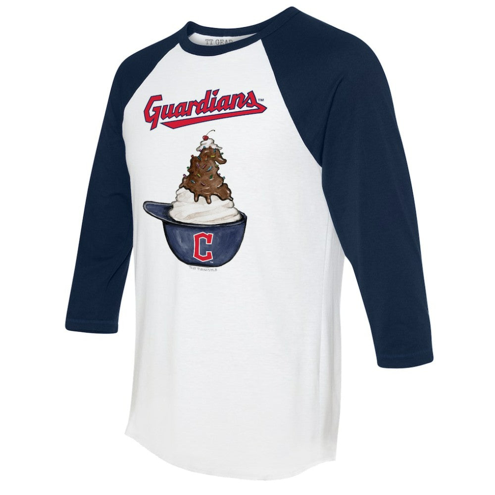 Cleveland Guardians Tiny Turnip Unisex Sundae Helmet 3/4-Sleeve Raglan T-Shirt - MLB T-shirts
