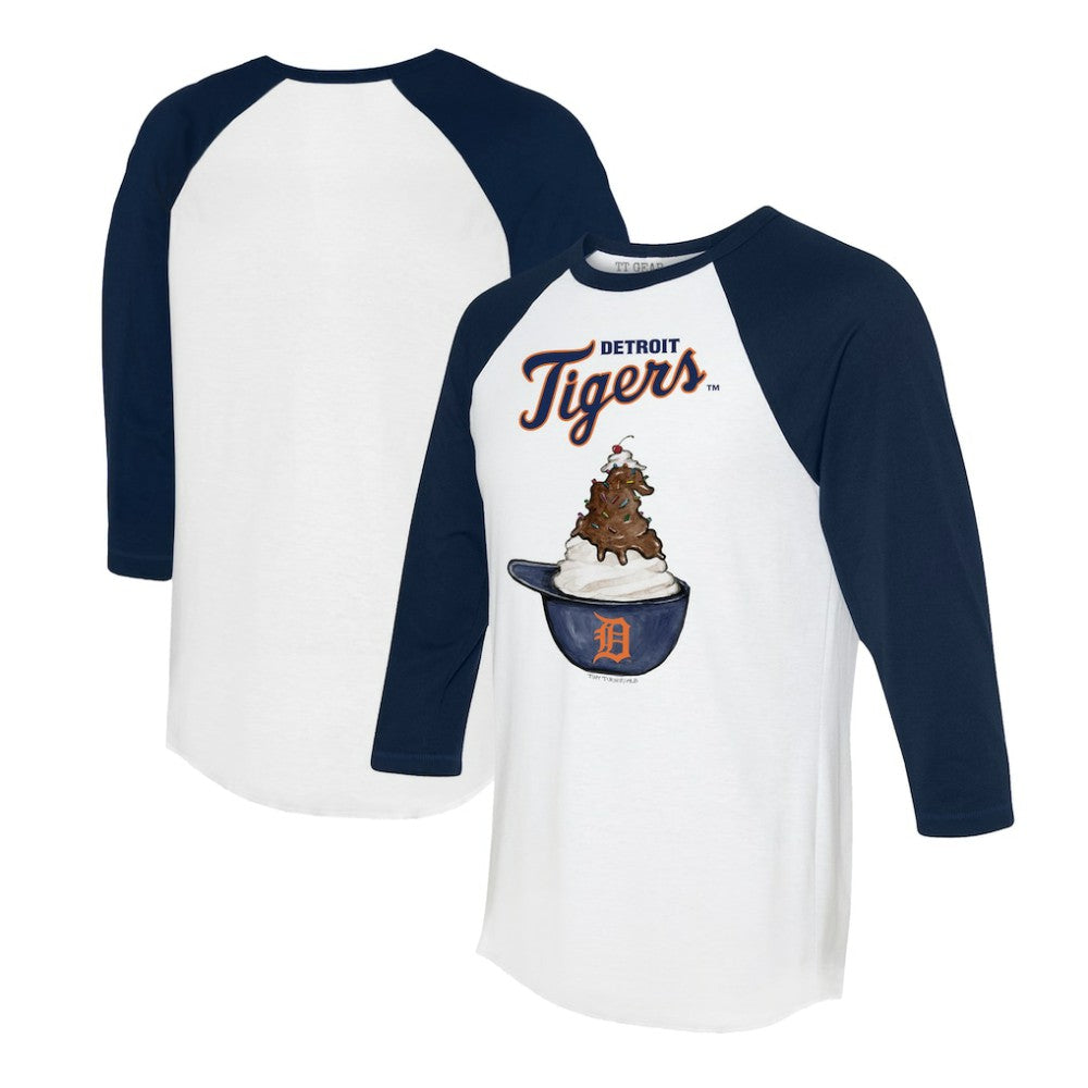 Detroit Tigers Tiny Turnip Unisex Sundae Helmet 3/4-Sleeve Raglan T-Shirt - MLB T-shirts