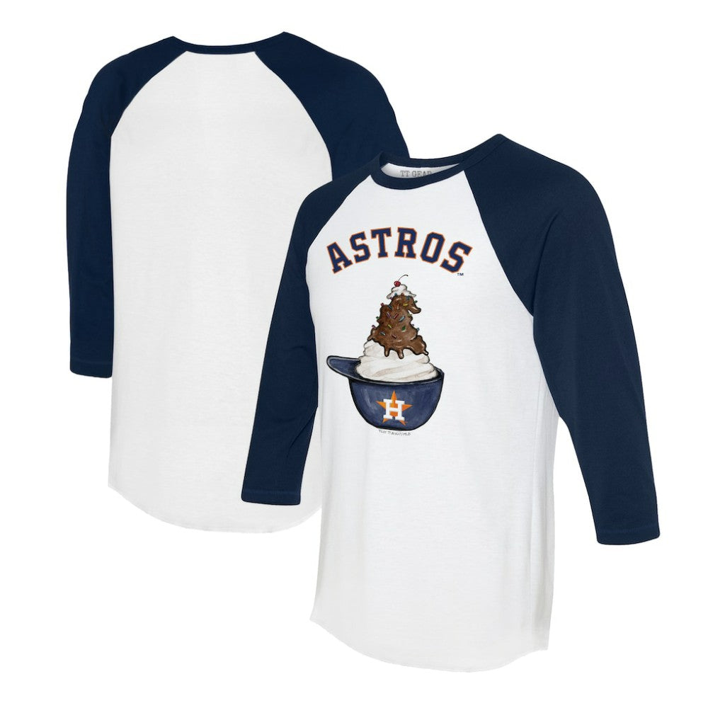 Houston Astros Tiny Turnip Unisex Sundae Helmet 3/4-Sleeve Raglan T-Shirt - MLB T-shirts