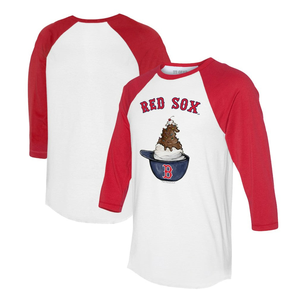 Boston Red Sox Tiny Turnip Unisex Sundae Helmet 3/4-Sleeve Raglan T-Shirt - MLB T-shirts