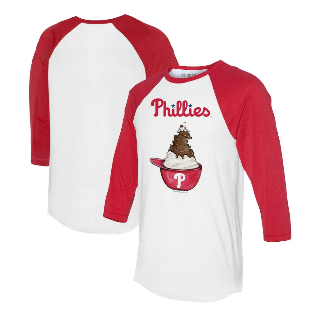 Philadelphia Phillies Tiny Turnip Unisex Sundae Helmet 3/4-Sleeve Raglan T-Shirt - MLB T-shirts