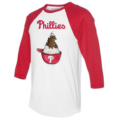 Philadelphia Phillies Tiny Turnip Unisex Sundae Helmet 3/4-Sleeve Raglan T-Shirt - MLB T-shirts