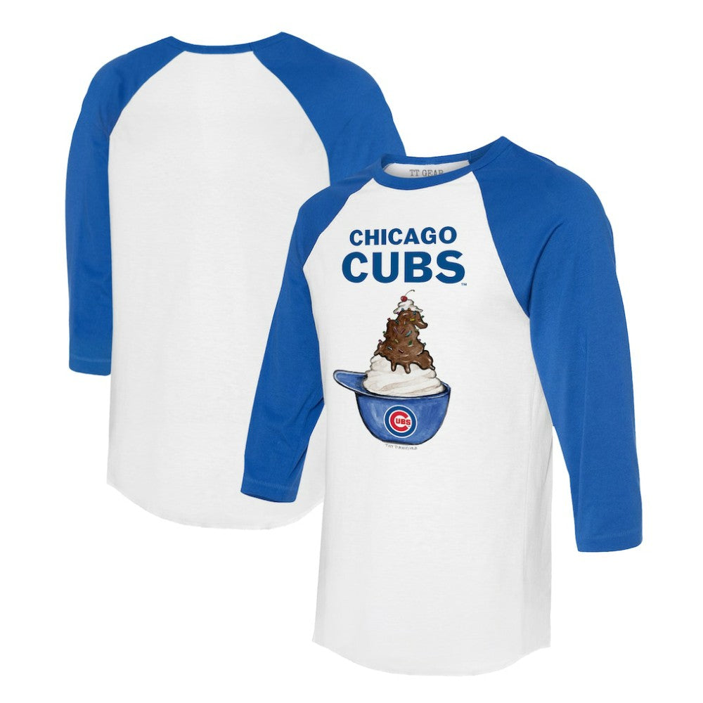 Chicago Cubs Tiny Turnip Unisex Sundae Helmet 3/4-Sleeve Raglan T-Shirt - MLB T-shirts