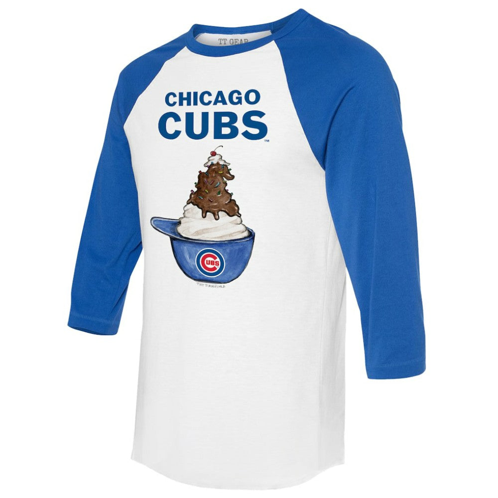 Chicago Cubs Tiny Turnip Unisex Sundae Helmet 3/4-Sleeve Raglan T-Shirt - MLB T-shirts