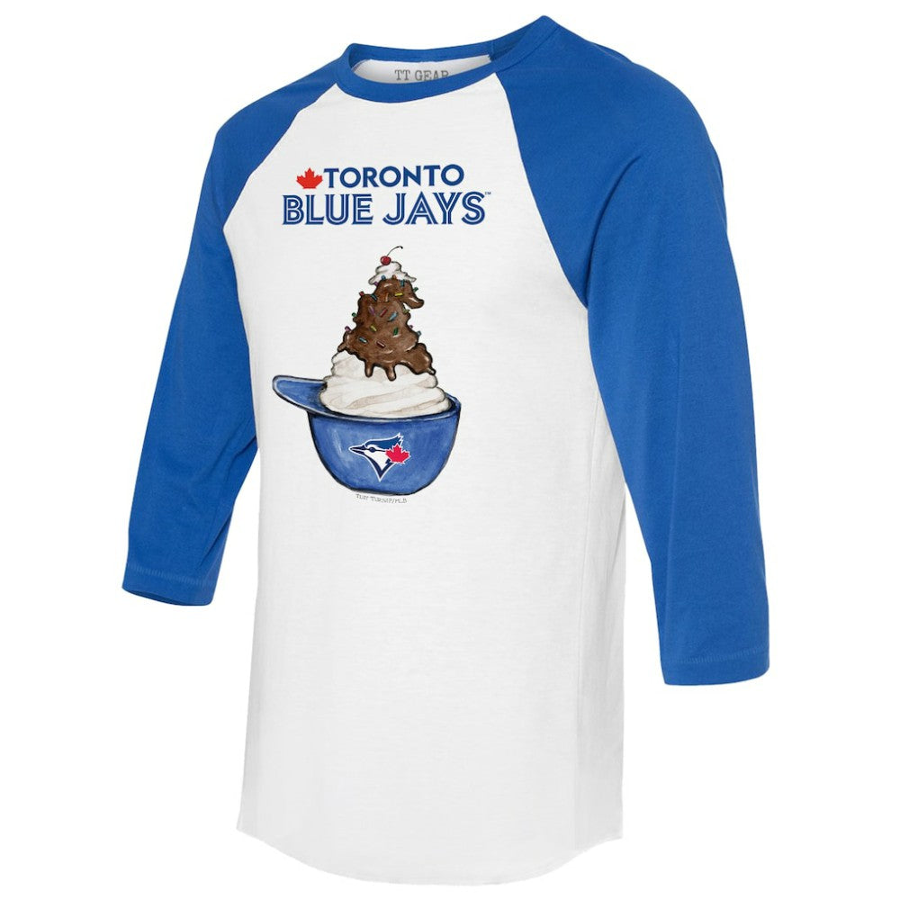 Toronto Blue Jays Tiny Turnip Unisex Sundae Helmet 3/4-Sleeve Raglan T-Shirt - MLB T-shirts