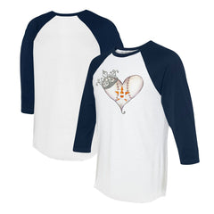 Houston Astros Tiny Turnip Unisex Tiara Heart 3/4-Sleeve Raglan T-Shirt - MLB T-shirts