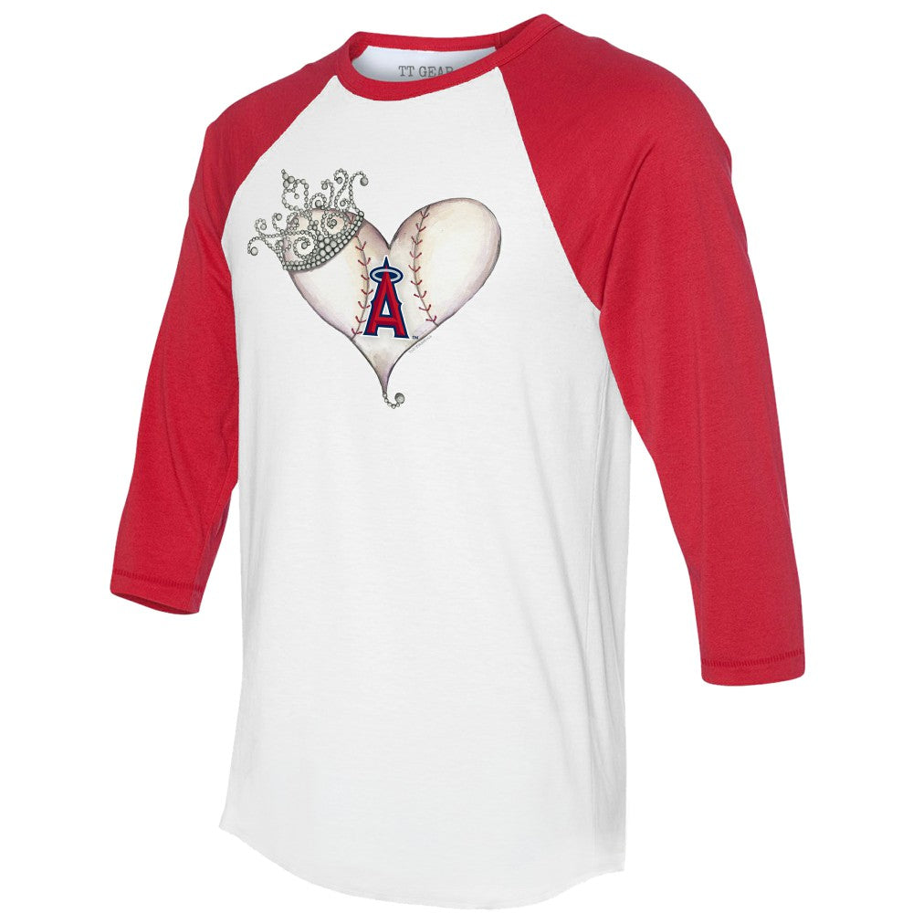 Los Angeles Angels Tiny Turnip Unisex Tiara Heart 3/4-Sleeve Raglan T-Shirt - MLB T-shirts