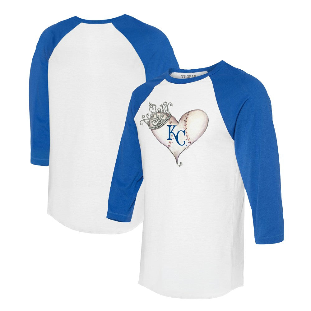 Kansas City Royals Tiny Turnip Unisex Tiara Heart 3/4-Sleeve Raglan T-Shirt - MLB T-shirts