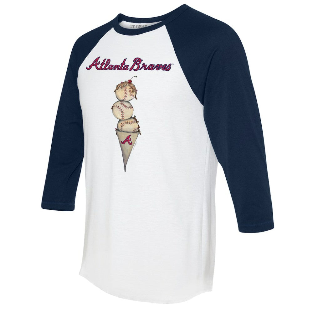 Atlanta Braves Tiny Turnip Unisex Triple Scoop 3/4-Sleeve Raglan T-Shirt - MLB T-shirts