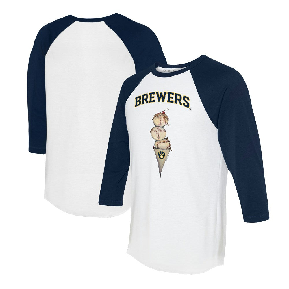 Milwaukee Brewers Tiny Turnip Unisex Triple Scoop 3/4-Sleeve Raglan T-Shirt - MLB T-shirts