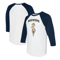 Milwaukee Brewers Tiny Turnip Unisex Triple Scoop 3/4-Sleeve Raglan T-Shirt - MLB T-shirts