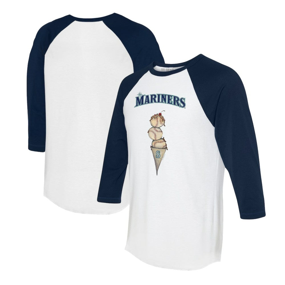 Seattle Mariners Tiny Turnip Unisex Triple Scoop 3/4-Sleeve Raglan T-Shirt - MLB T-shirts
