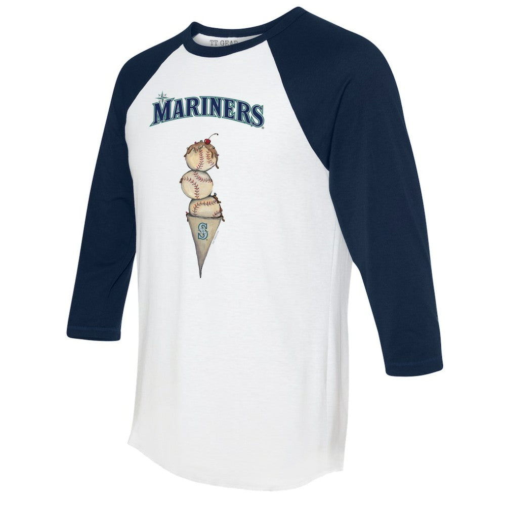 Seattle Mariners Tiny Turnip Unisex Triple Scoop 3/4-Sleeve Raglan T-Shirt - MLB T-shirts
