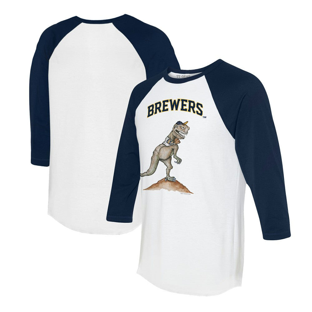 Milwaukee Brewers Tiny Turnip Unisex TT Rex 3/4-Sleeve Raglan T-Shirt - MLB T-shirts